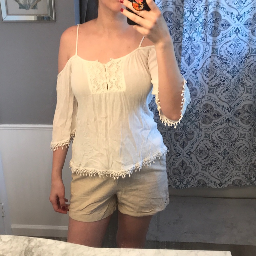 Off the shoulder white festival top with lace